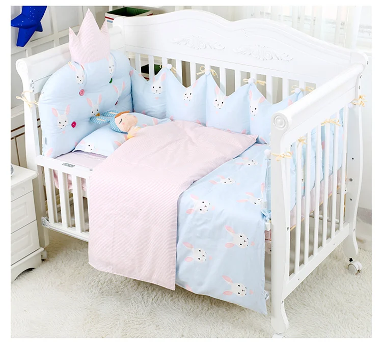 7 шт./компл. печать детская кроватка спальный набор с одеялом Постельное белье s для маленьких детей комплекты для кроватки защита для