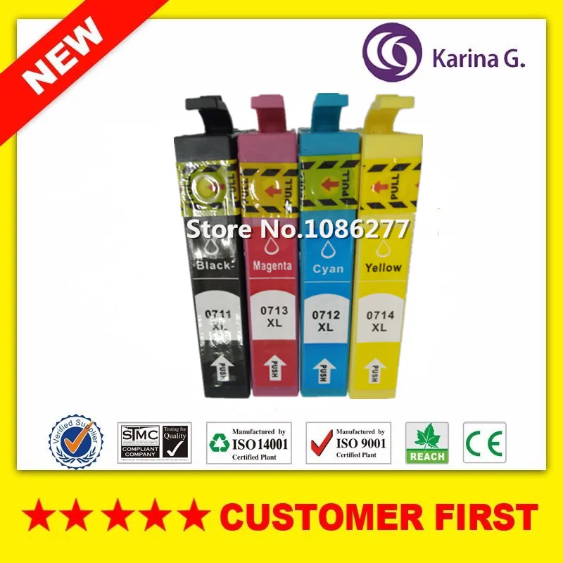 4x Compatible for T0711 T0711-T0714 Ink Cartridge suit For Epson Stylus SX210 SX215 SX218 SX115 SX405 SX410 SX415 SX605 D78 | Компьютеры и