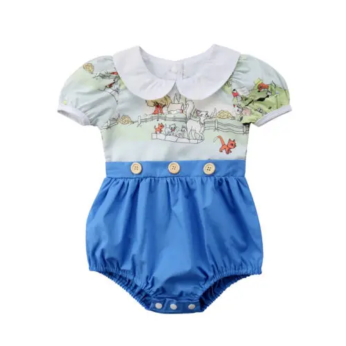 

Cute Newborn Infant Baby Girl Cat Print Romper Short Sleeve Jumpsuit Sunsuit Summer Clothes Outfits