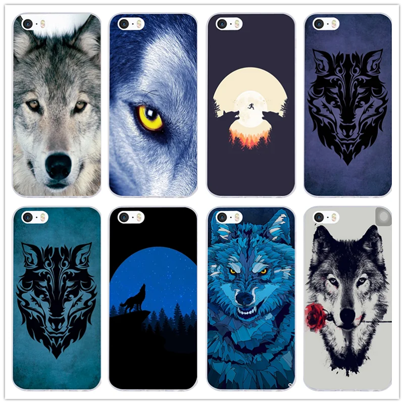 Cool Wolf Animal Soft TPU Silicone Mobile Phone Accessories Cases for iPhone 8 7 6 6S Plus X 10 5 5S SE 5C 4 4S Coque Cover Bags | Мобильные