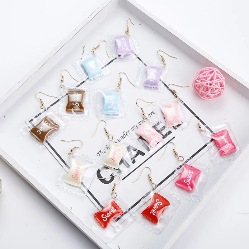 

XEDZ New Trend Korean Cute Candy Transparent Earrings Long Earrings Qirls Personality Earrings Simple Fashion Wild Earrings