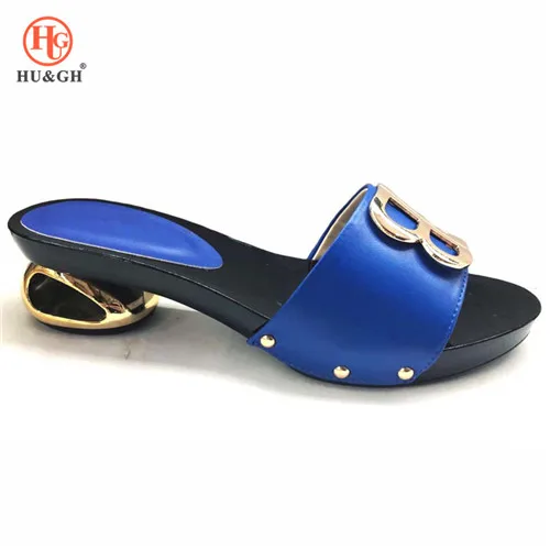 Г. Новая женская обувь красного цвета в африканском стиле женские Босоножки с открытым носком итальянская обувь Свадебная обувь для вечеринки туфли-лодочки из искусственной кожи в нигерийском стиле - Цвет: Синий