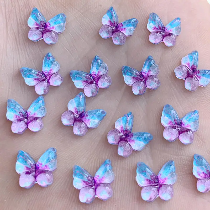 

DIY 80pcs 10mm Colorful Butterfly Flatback rhinestone applique stones and crystals Cabochon Button wedding -B223