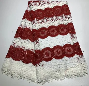 

5yards african lace fabric 2019 milk silk cord lace fabric with stone guipure lace fabric nigerian lace fabrics for dress ZQ-A63