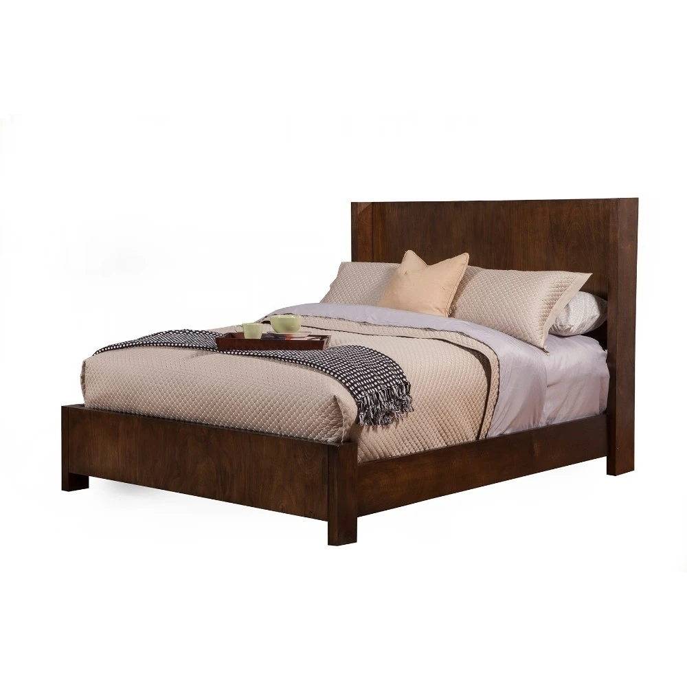 Standard King Size Shelter Panel Bed In Wood Chestnut Brown (1)