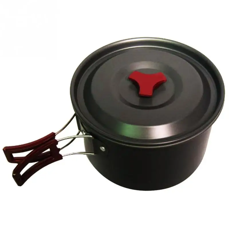 Acero inoxidable al aire libre pote utensilios de cocina 3L gran capacidad plegable mango antiadherente Pot Camping Picnic vajilla