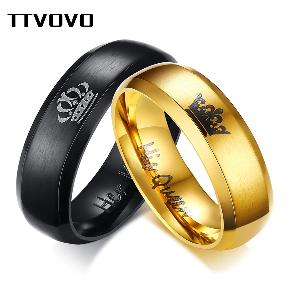 Best TTVOVO Her King His Queen Wedding Bands Couple Rings for Women Men Crown Stainless Steel Anniversary Engagement Promise Jewelry