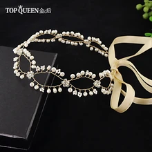 TOPQUEEN HP115 свадебные золотые повязки для Свадебная вечеринка груши и стразами бисера Hairwear модные аксессуары для волос ювелирные изделия