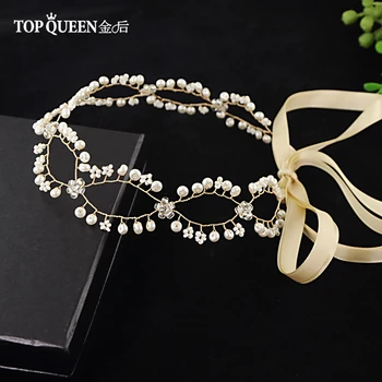 

TOPQUEEN HP115 Bridal Gold Headbands for Wedding Party Pears and Rhinestones Beaded Hairwear Accessories Fashion Hair Jewelry