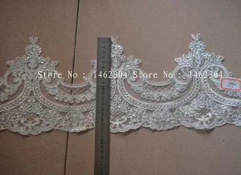 

Wholesale15yards/lot Scalloped Lace Fabric Trimming and lace Ribbon Embroidered Net Lace Trim with Sequin Trim