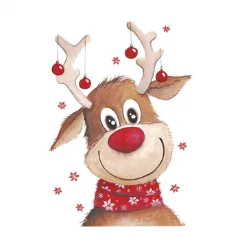 

Christmas Deer Iron on Patches for Clothing Heat Transfer Cartoon Stickers Transfert Thermocollants Girls Diy Patch Parches