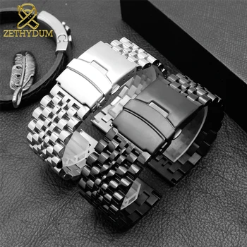 

Stainless steel bracelet 20mm mens watches strap solid metal watch band 22mm 316l stainless steel bracelet Double safety buckle