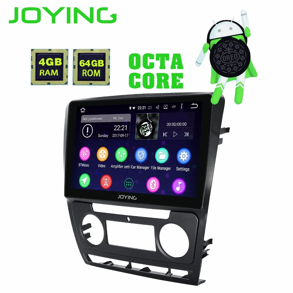 Discount JOYING 10.1" 4GB 2 din car radio Android 8.0 built in GPS Maps for Skoda Octavia 2014 support RCA Video output parking sensor 2
