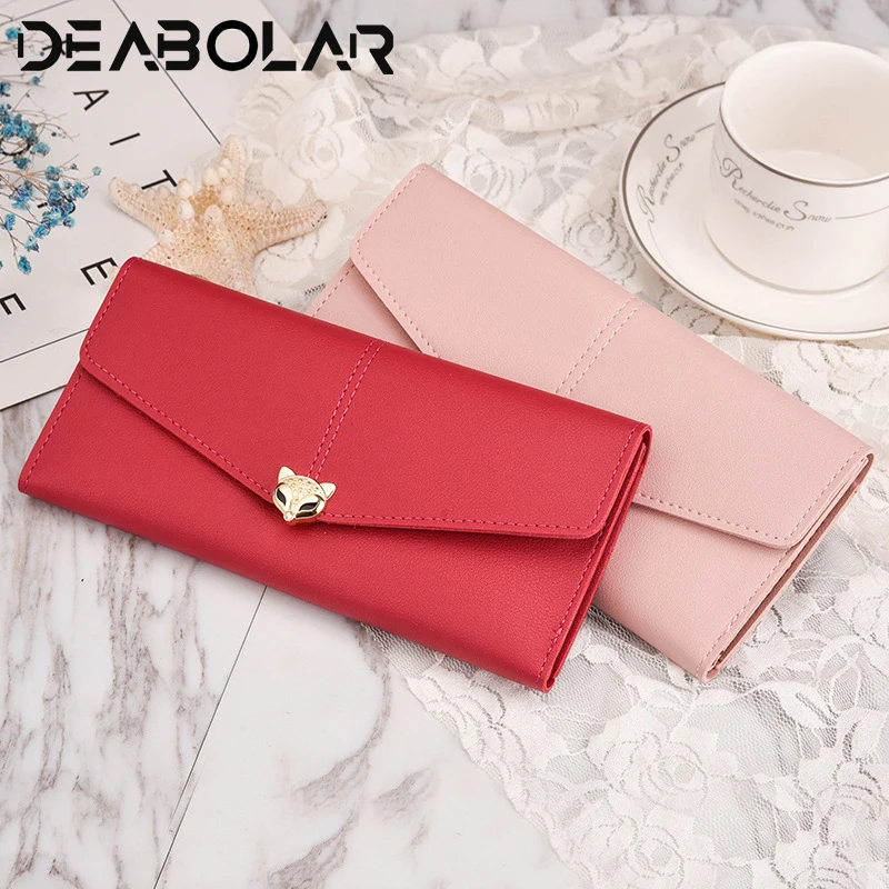 

2019 New Women's Fox Decoration Long Wallet Korean Cute Students Multi-Card Mobile phone pocket money bag clutch