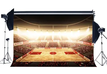 

Basketball Court Backdrop Stadium Shining Stage Lights Sports Match Crowd Bokeh Photography Background