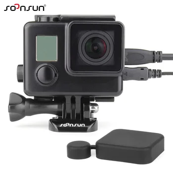 

SOONSUN Blackout Housing Side Open Skeleton Housing Case Shell w/ Soft Silicone Lens Cap for GoPro Hero 3+ 3 4 Go Pro Accessory