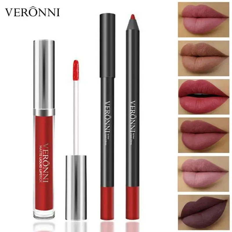 VERONNI Liquid Lipstick Combination Waterproof Long Lasting Matte Lipgloss Kit Lip Makeup Lip