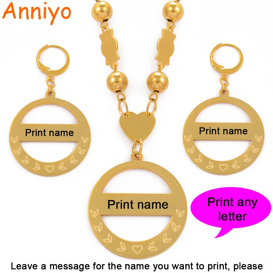 

Anniyo Personalized Name Round Pendant Earrings Beads Chain Marshall Islands Jewelry Micronesia Customize Carving Letter #078121