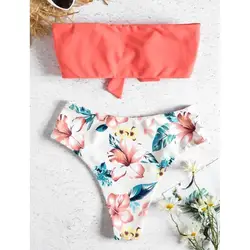 2019 сексуальные купальники бикини Для женщин Push Up купальник Высокая талия ванный комплект бикини с цветочным принтом из двух предметов