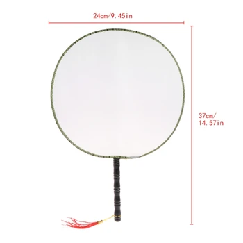 

24cm Summer Elegant Round Hand Paddle Fan White Blank Cloth Kids Painting Toy