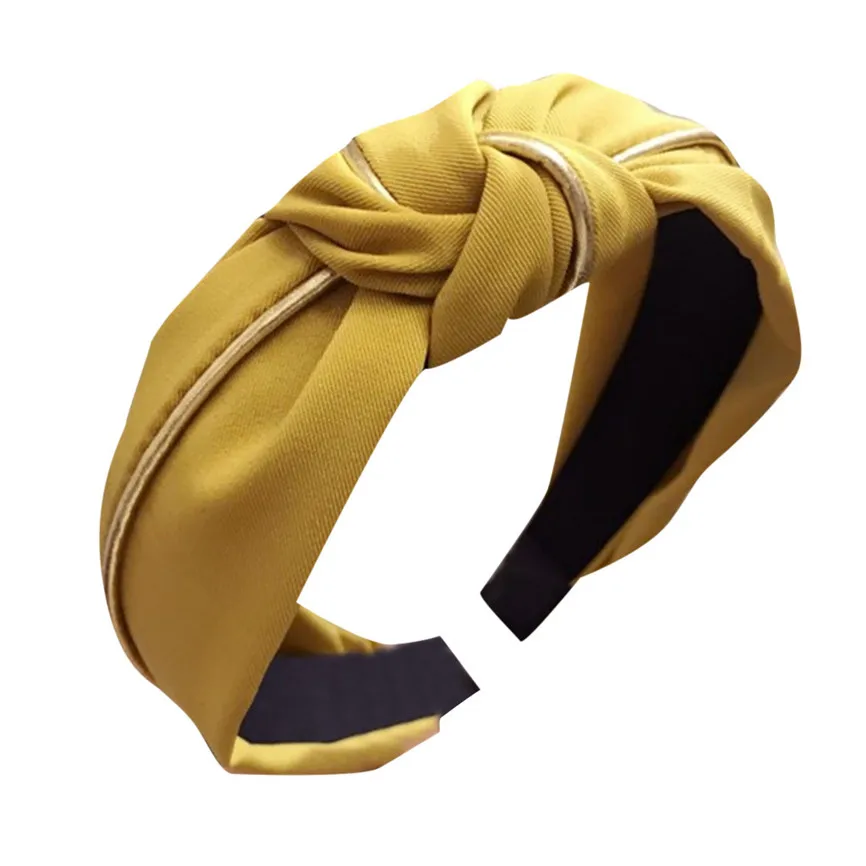 Новая модная популярная женская повязка на голову, повязка на голову с бантом и перекрестным галстуком, Вельветовая повязка для волос, аксессуары 4 - Цвет: Yellow