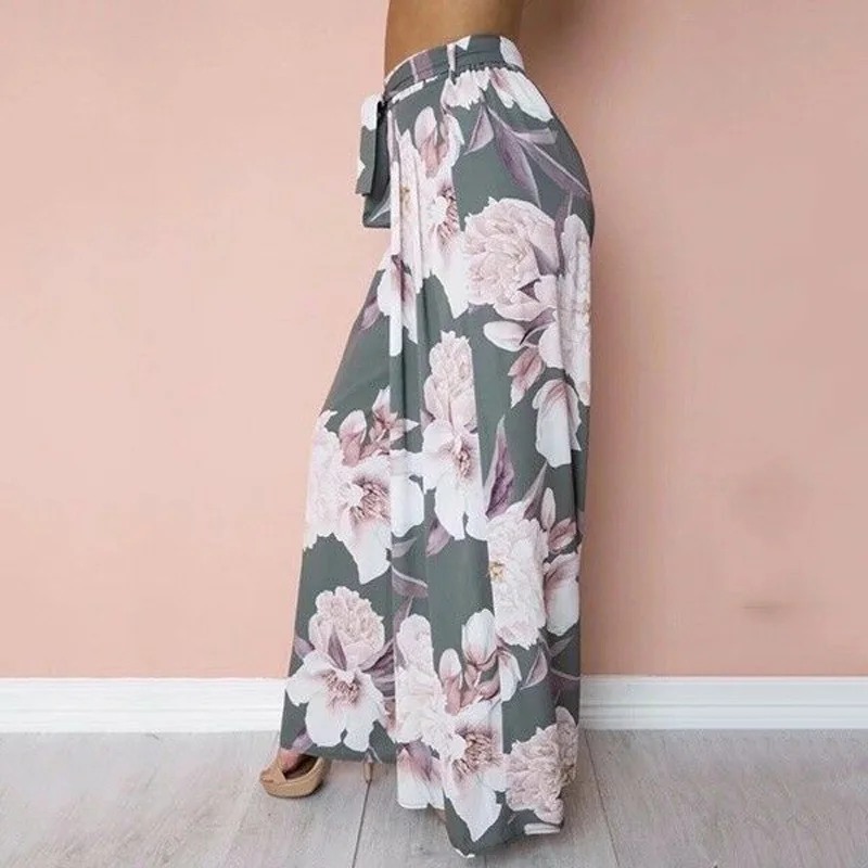 Женская одежда летняя мода Boho печатных свободные брюки Широкие брюки|Брюки |