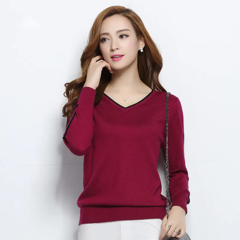 New 2019 Autumn-Spring Sexy V-neck Cashmere Sweaters Women Candy color Outerwear Pullover Tops Quality Knitted Wool Sweater D198 New 2019 Autumn-Spring Sexy V-neck Cashmere Sweaters Women Candy color Outerwear Pullover Tops Quality Knitted Wool Sweater D198