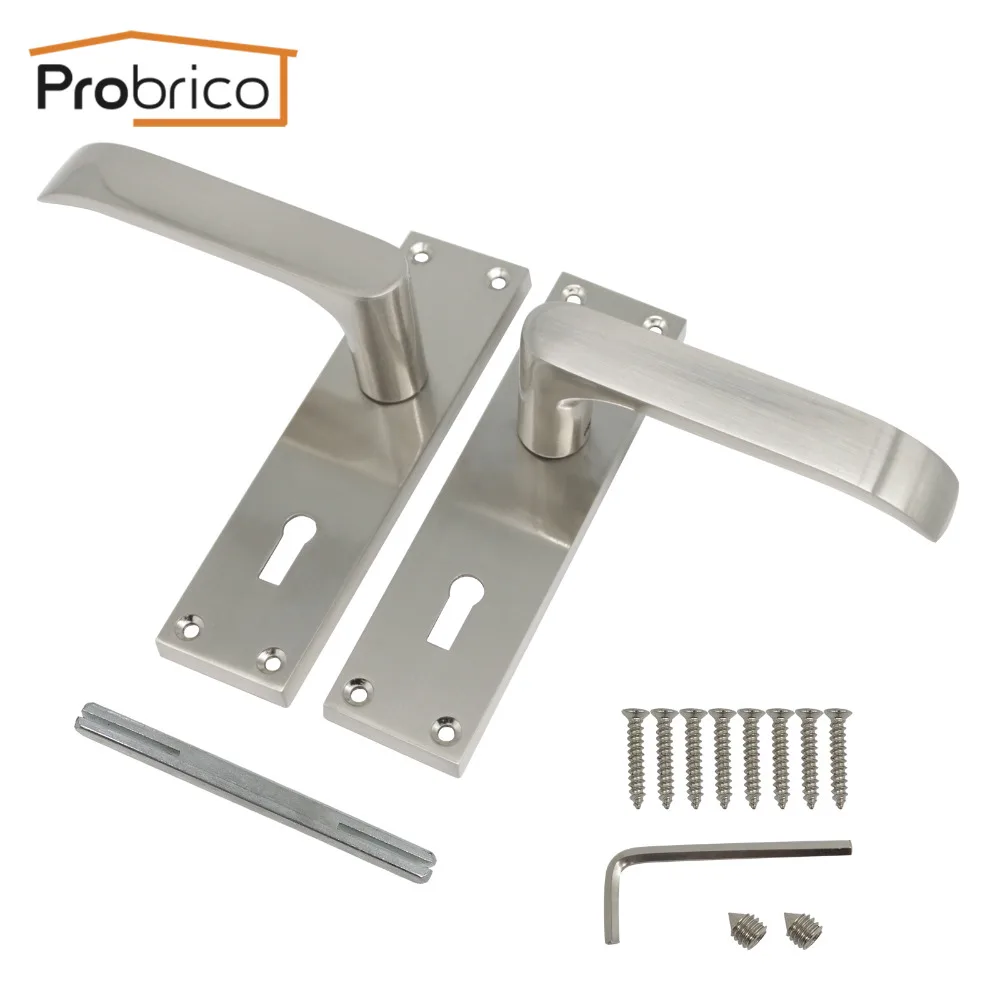 

Probrico Passage Door Lock European front back lever lock with panel Zinc Alloy Passage Door Handle for Living room Aisle