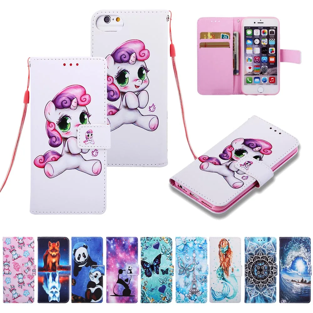 

luxury unicorn butterfly cute Patterned Stand Flip PU Leather Case For samsung A7 A20 A30 A40 A50 A70 J6 M10 M20 M30 Phone Cover