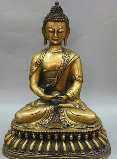

JP S0524 18" Tibet Buddhism Copper Seat Shakyamuni Amitabha Buddha Sakyam Statue