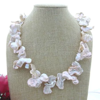 

N080133 17'' Pink Baroque Keshi Freshwater Pearl Necklace