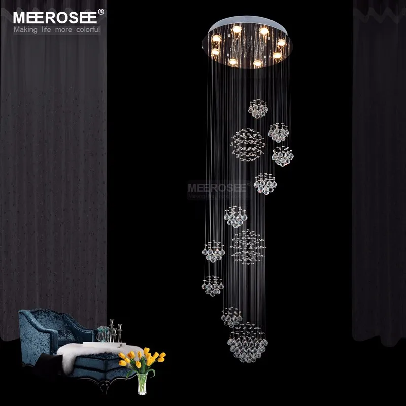 Современные Большая хрустальная люстра светильник для лобби, лестницы, лестницы, фойе Длинный Спираль Crystal Light Lustre потолочный светильник