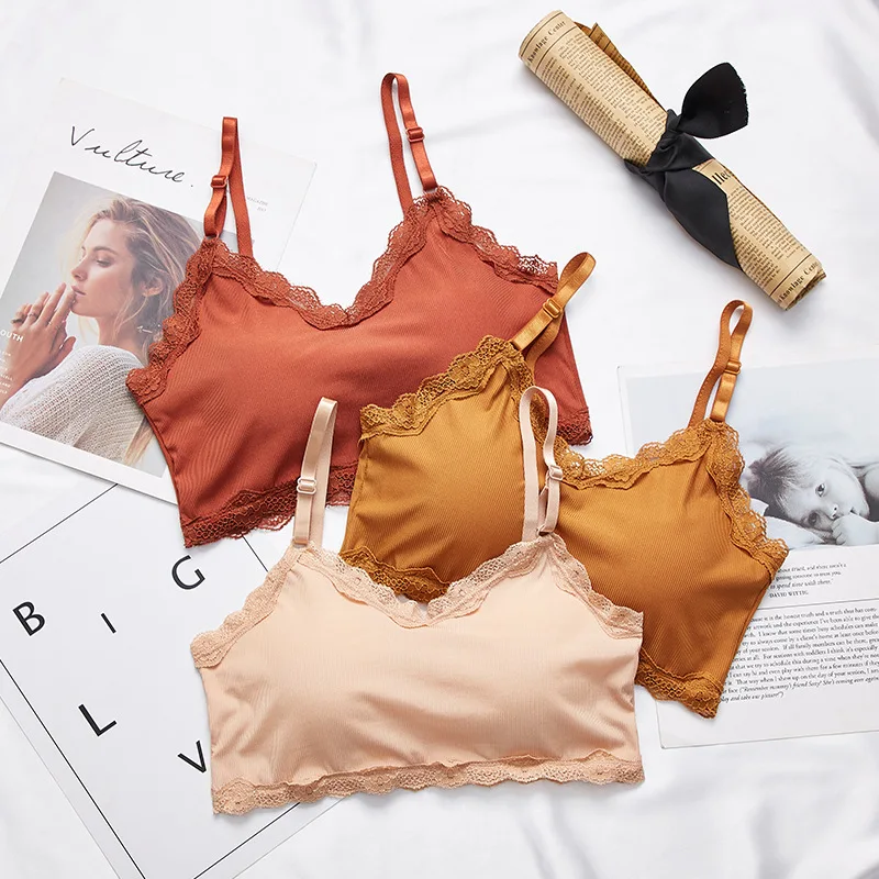Women Silk Tube Top Lace Sexy Cropped Top Fashion Ladies Wrap Top Comfort Bra Seamless Underwear