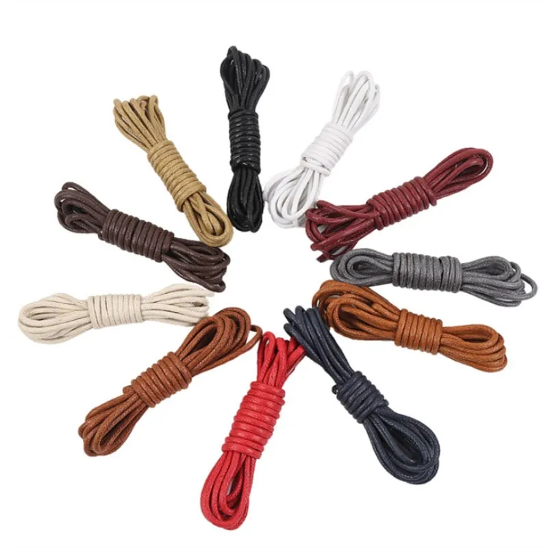 80 160cm Round Waxed Coloured Shoelaces Elastic Leather Shoes Strings ...