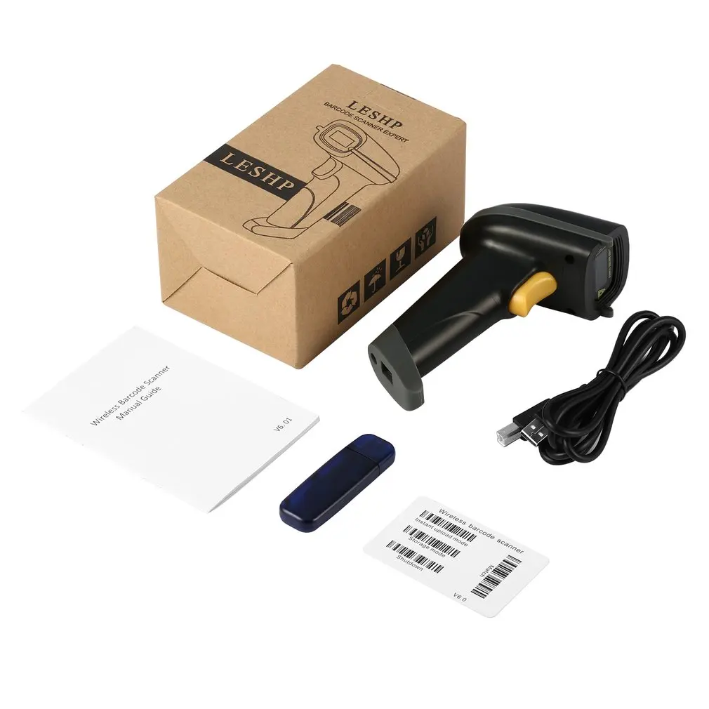 

433Mhz Handhold Wireless Barcode Scanner 328 Feet Transmission Distance USB Cordless 1D Laser Barcode Reader for Store