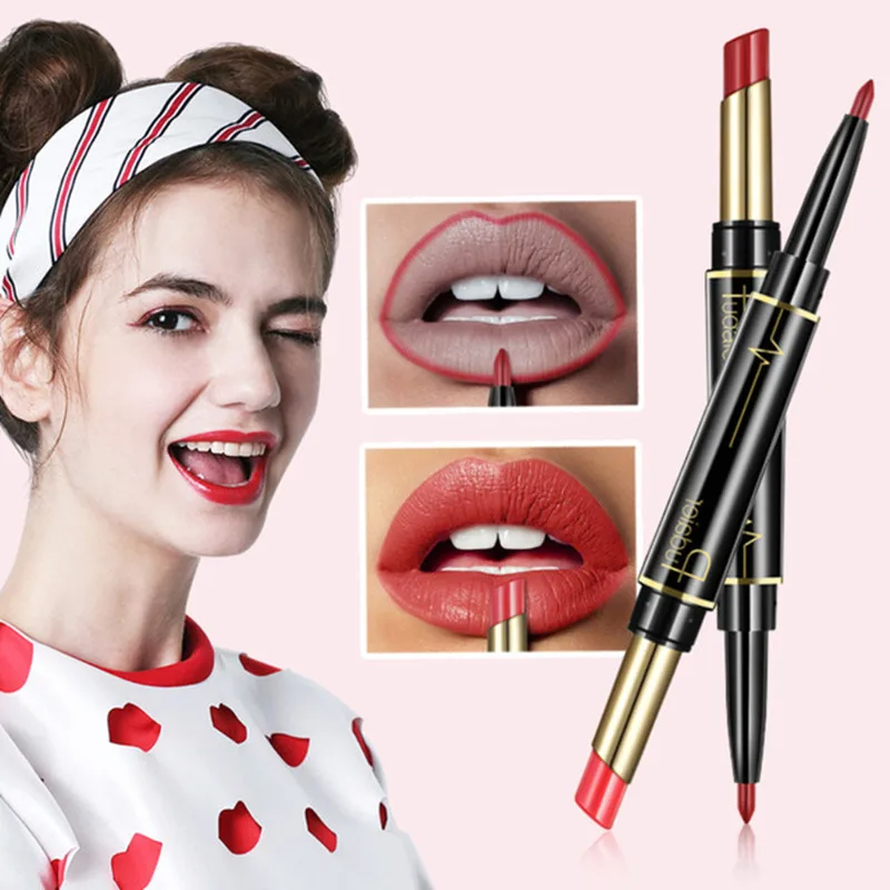 Matte Lipstick Wateproof Cosmetics Double Ended Long Lasting Lips liner Pencil Lipsticks Maquiagem Profissional Completa |