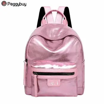 

Fashion Backpack Women Solid Color Mirror PU Leather Preppy Style Schoolbags for Teenage Girls Mochila Feminina