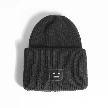 Новинка года, зимняя шапка для взрослых, женская вязаная шапка Skullies Beanies, зимняя уличная мужская шапка, повседневная женская зимняя шапка унисекс - Цвет: Черный