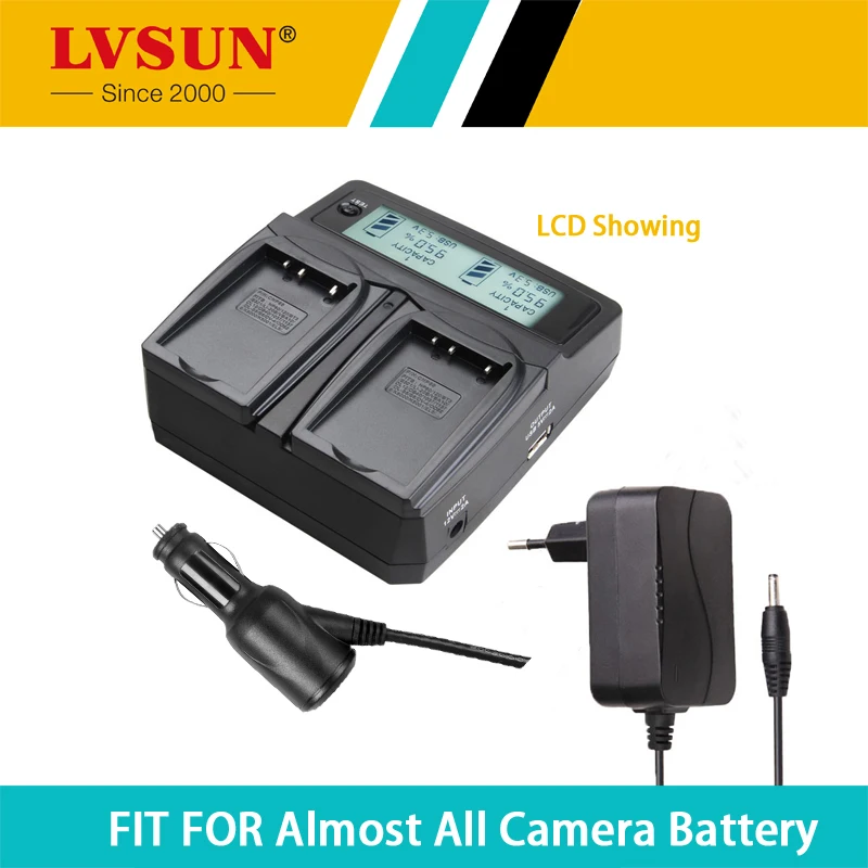 Lvsun Universal цифровой двойной зарядное устройство с ЕС Plug автомобильный адаптер для SONY CANON Nikon, Panasonic батареи камеры AA/AAA батарея