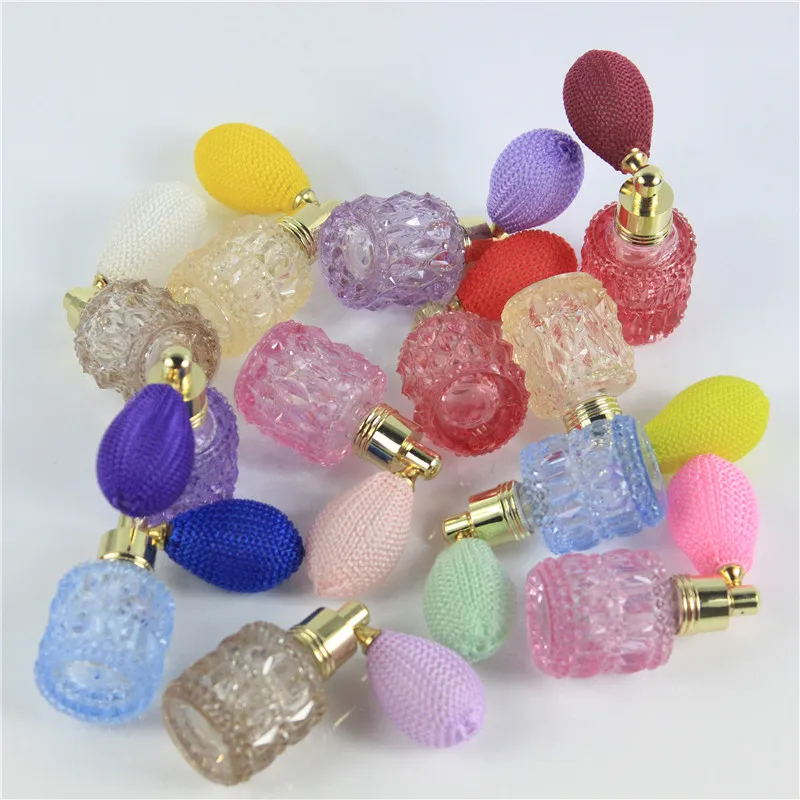 

DHL Free 50pcs/lot 5ml Colorful Airbag Perfume Spray Bottle Gasbag Balloon Fragrance Bottle Atomizer Glass Essential Oil Bottles
