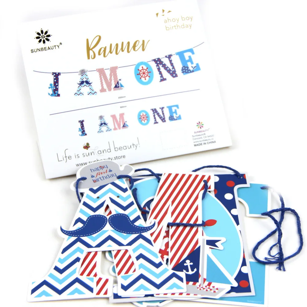 

1.2m/4ft I AM ONE Banner Nautical Party 1st Banner Anchor Highchair Baby Banner First Birthday Banner Baby Sprinkle Photo Prop
