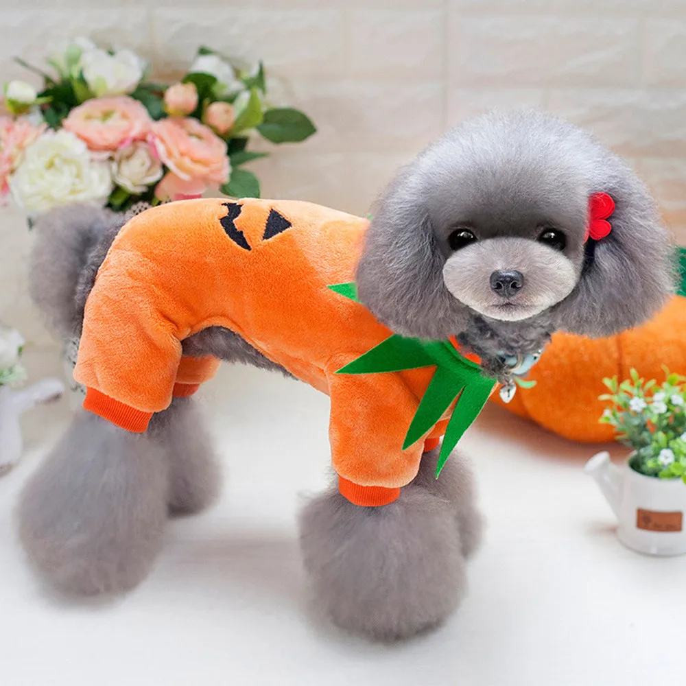 Halloween Pumpkin Cool Cute Dog Pet Cosplay Costume Coral Velvet Clothingin Dog Coats & Jackets