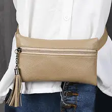 Поясная Сумка из искусственной кожи, женская сумка для денег, телефона, на ремне, Сумочка, модная дизайнерская сумка с кисточками на груди, женская сумка через плечо, поясная сумка