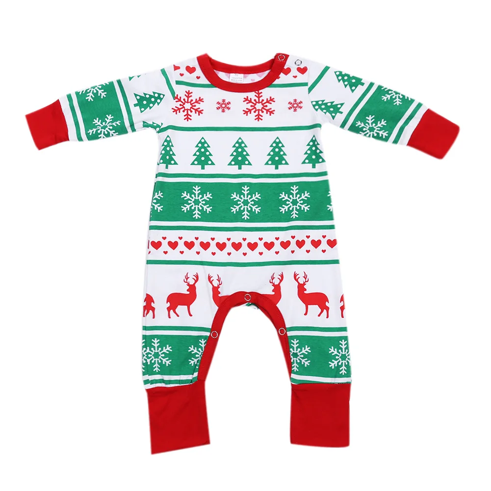 Newborn Baby Girls Boys Snowflake Reindeer Printed Romper Clothes