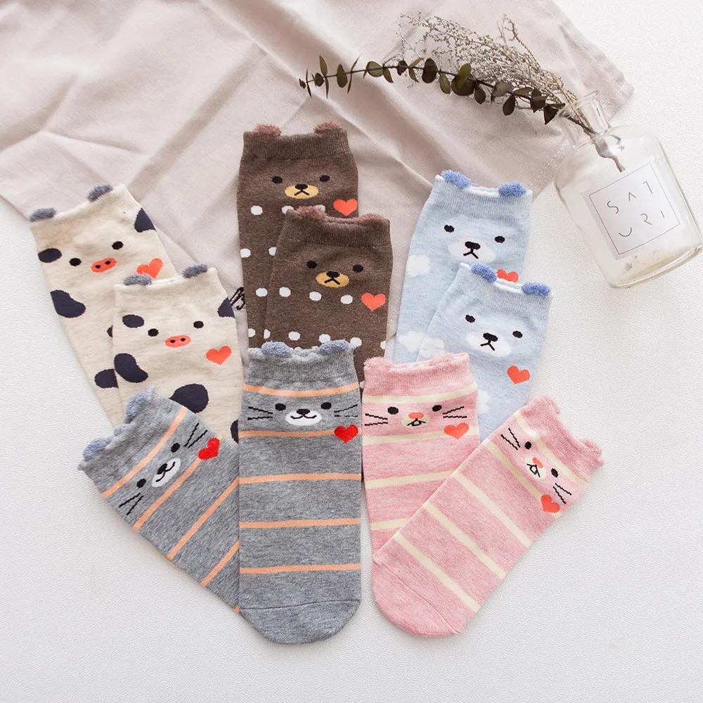 

1 Pair Women Cotton Socks Animal Women's Winter Socks funny socks women stripes lovely fashion happy socks women cotton#ss