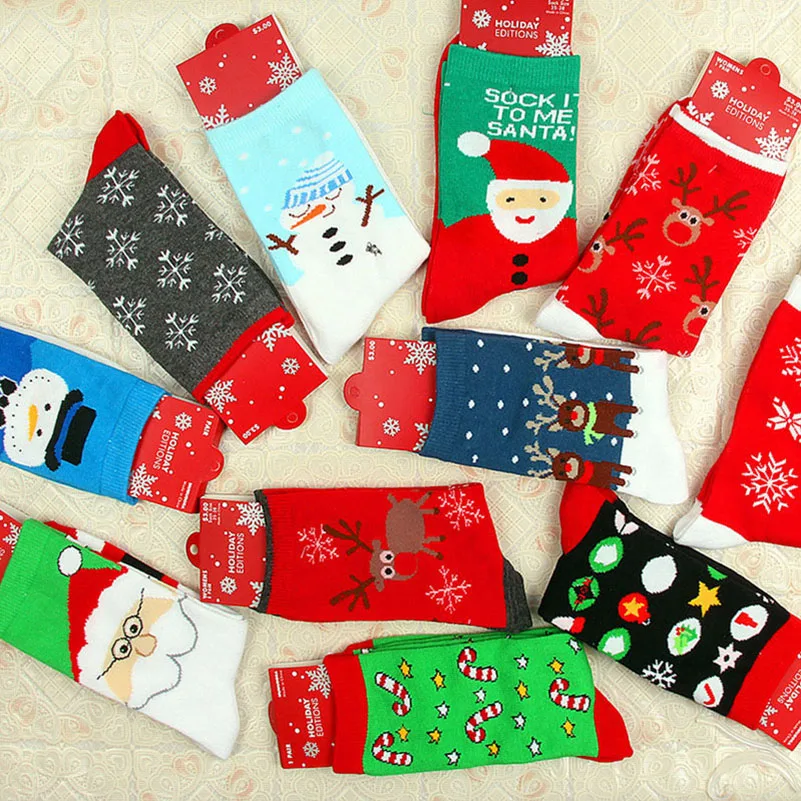 5 пар женских носков Meias теплые спортивные дезодоранты 15 для мужчин лося Снеговик Хлопковые женские носки Новогодние рождественские праздничные красные носки