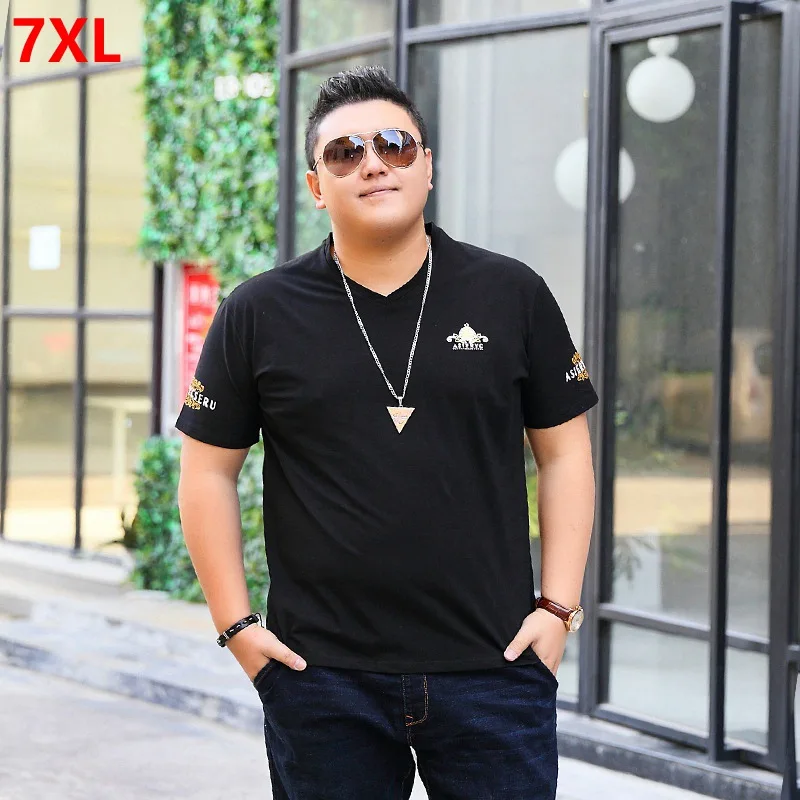 

Spring and summer new cotton large size men's short-sleeved T-shirt Fatty loose breathable casual round neck solid color t-shirt