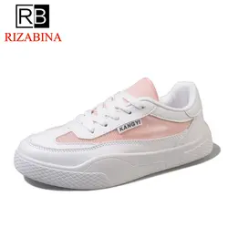 RIZABINA/Новые весенние женские туфли на плоской подошве, с круглым носком, на шнуровке, лоскутные дышащие кроссовки, модная женская обувь