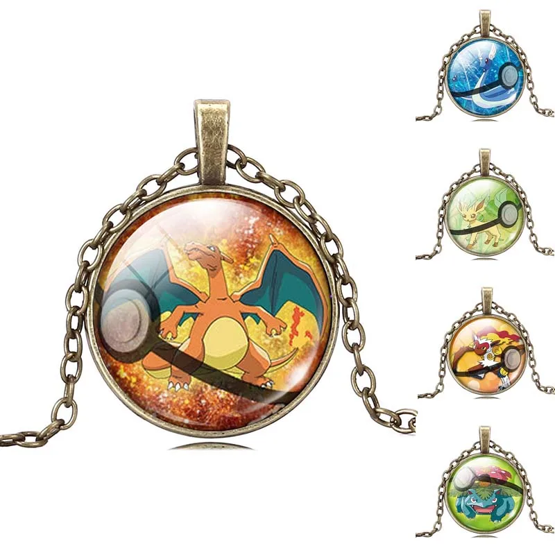 2017 Pokemon Anime Bronze Color Jewelry with Glass Cabochon Pokemon