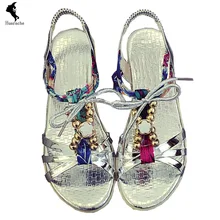Fashion Sandals Breathable Ladies Shoes Leather Gladiator Solid Career Buckle Womens Flip Flops Silver Branded Summer sandal